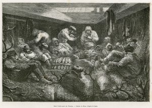 Verloren und erschöpft vor Müdigkeit, wird die Besatzung der Expedition von dem russischen Fischereifahrzeug Nicholas aufgenommen und beendet die Reise in den Laderäumen des Schiffes, gestapelt zwischen der Fischladung und Jagdtrophäen (Hirschgeweih, Eisbä
