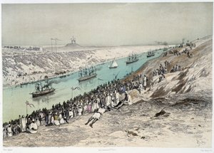 Passage zu El-Guisr in „Einweihung des Suezkanals“ von G. Nicole. 1869