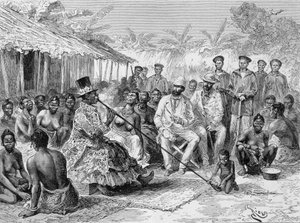 Savorgnan de Brazza palavert mit Renoké, Dorfvorsteher von Westafrika - in „Tour du Monde“, 2. Woche 1887