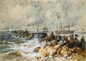 Der Suezkanal, aus einem Souveniralbum zur Erinnerung an die Reise der Kaiserin Eugenie (1827-1920) zur Einweihung 1869 von Edouard Riou