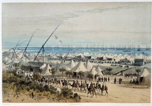 Der Hafen von Ismalia und das Lager der Gäste bei der Einweihung des Suezkanals - in „Durch den Isthmus von Suez“ von Riou, Marius Fontaine von Edouard Riou
