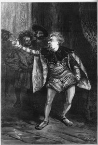 Theateraufführung: „Der König amüsiert sich“ von Victor Hugo (1808-1883). Akt III Szene III: Vorzimmer des Louvre, Triboulet (Edmond Got