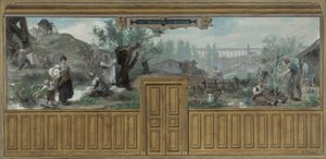 Skizze für das Rathaus von Arcueil-Cachan: Die Arbeiten von Arcueil, zwischen 1887 und 1888