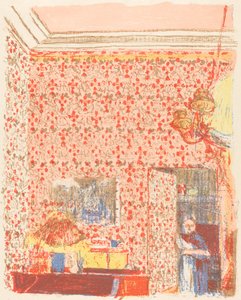 Interieur mit rosa Tapete I (Intérieur aux tentures roses I)
