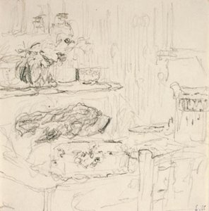 Interieur mit quadratischem Tisch von Edouard Vuillard