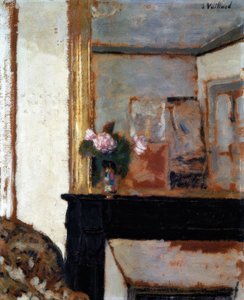 Blumenvase auf einem Kaminsims von Edouard Vuillard