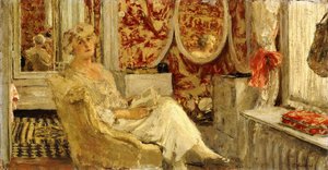 Lucy Hessel im Boudoir auf dem Cezanne-Anwesen, Vaucresson, 1924 von Edouard Vuillard