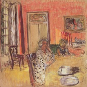 Madame Hessel und Lulu im Speisesaal des Château des Clayes von Edouard Vuillard