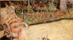 Mme Hessel in Cezannes Garten in Vaucresson, ca. 1920 von Edouard Vuillard