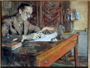 Porträt von Jean Giraudoux (1882-1944), französischer Schriftsteller, 20. Jahrhundert. Paris, Comédie-Française (Öl auf Leinwand)