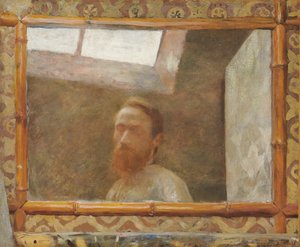 Selbstporträt mit einem Bambusspiegel, ca. 1890 von Edouard Vuillard