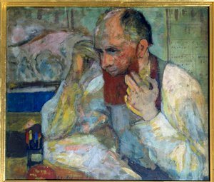 Der Komödiant Aurelien Lugne Poe (Lugne-Poe) (1869-1940) beim Schminken, 20. Jahrhundert Paris, Comédie des Champs-Élysées von Edouard Vuillard