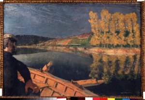 Der Schmuggler. Cipa (Xavier Cyprien) Godebski (1874-1937) am Fluss Yonne von Edouard Vuillard