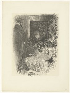 Zwei Frauen und ein Mann in beleuchtetem Interieur von Edouard Vuillard