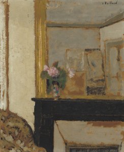 Blumenvase auf einem Kaminsims, ca. 1900