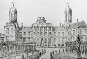 Krankenhaus in Philadelphia, USA, Lithographie von Edouard de Montulé (1792-1828) aus 