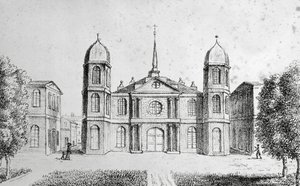 Kirche in New Orleans, USA, Lithographie von Edouard de Montulé (1792-1828) aus 