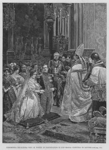 Religiöse Zeremonie zur Hochzeit von Ferdinand II. mit Maria Cristina von Savoyen von Edouardo Matania