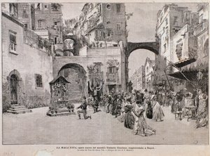 Darstellung von Vitos Gelübde, aus La mala vita, Oper von Umberto Giordano (Gravur)