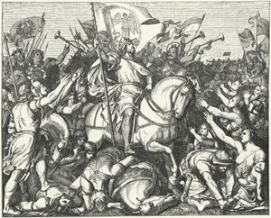 Heinrich der Vogler, König von Ostfranken, nach seinem Sieg über die Magyaren in der Schlacht von Riade, 933 von Eduard Bendemann