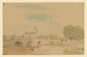 Blick auf Kirche und Brücken von Stavenhagen von Eduard Gaertner