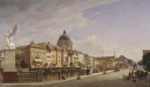 Rückansicht der Häuser an der Schlossfreiheit von Eduard Gaertner