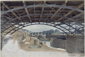 Unter dem Pont des Arts mit Blick auf Pont-Neuf und die Seine-Insel in Paris von Eduard Gaertner