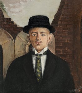 Porträt des Dichters Vasili Kamensky 1884-1961 mit Zylinder, 1917