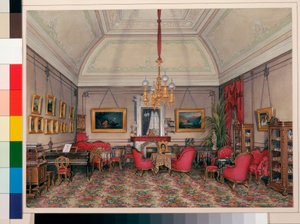 Interieur des Winterpalastes: Das fünfte reservierte Apartment - Das Wohnzimmer von Großfürstin Maria Alexandrowna von Eduard Hau