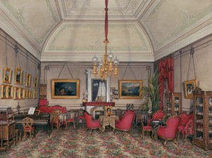 Interieurs des Winterpalastes. Das fünfte reservierte Apartment. Das Wohnzimmer der Großprinzessin Maria Alexandrowna, 1874