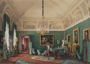 Innenräume des Winterpalastes. Das Erste Reservierte Apartment. Das Kleine Arbeitszimmer der Großfürstin Maria Nikolajewna, 1867 von Eduard Hau