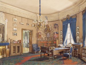 Innenräume des Winterpalastes. Das Arbeitszimmer des Kronprinzen Nikolay Aleksandrovich, 1865 von Eduard Hau