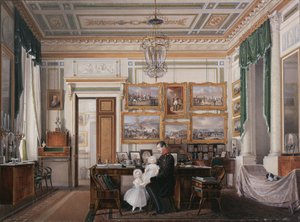 Interieurs des Winterpalastes. Das Arbeitszimmer von Kaiser Alexander II., 1850er von Eduard Hau