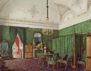 Interieurs des Winterpalastes. Das Dritte Reservierte Apartment. Ein Schlafzimmer (1873) von Eduard Hau