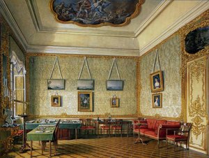 Das Arbeits- oder kleine Arbeitszimmer von Kaiser Alexander I im Großen Palast in Zarskoje Selo, 1875 von Eduard Hau