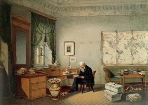 Baron Alexander von Humboldt (1769-1859) in seinem Arbeitszimmer von Eduard Hildebrandt