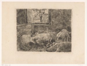 Schweine im Stall von Eduard Karsen (signed by artist)