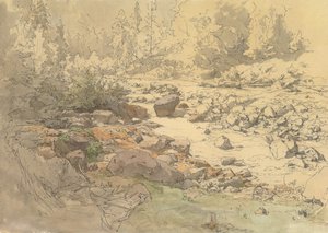 Landschaft mit Felsen in einem Fluss nahe Kronau von Eduard Peithner von Lichtenfels