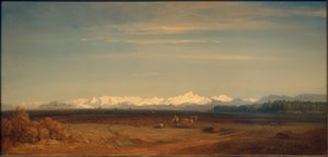Bayerische Landschaft vor dem Gebirge von Eduard Schleich der Ältere