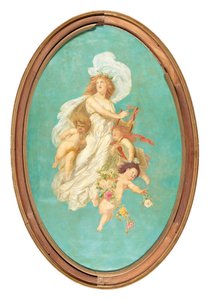 Mittelteil eines gemalten Plafonds (Allegorie des Gesangs) von Eduard Theodor Ritter von Grützner