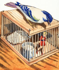 Däumelinchen in einem Vogelkäfig von Eduardo Teixeira Coelho