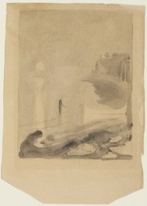 Ein Boot an einem Pier festgebunden von Edvard Munch