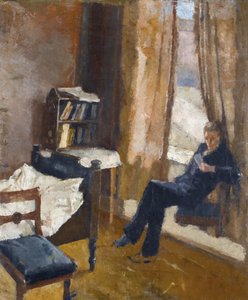 Andreas beim Lesen von Edvard Munch