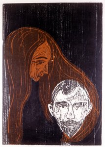 Kopf eines Mannes im Haar einer Frau von Edvard Munch