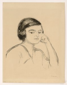 Junge Frau (Junge Frau mit der Hand an der Wange; Mädchen mit aufgestütztem Arm) von Edvard Munch