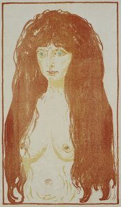 Nackte Frau mit roten Haaren und grünen Augen von Edvard Munch
