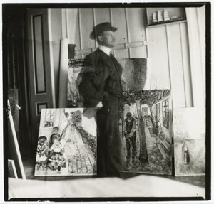 Selbstporträt mit 53 Am Strom in Warnemünde von Edvard Munch