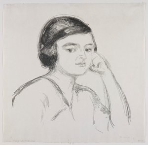 Junge Frau mit Hand an der Wange von Edvard Munch