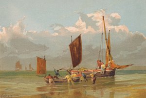 Fischerboote fahren hinaus, vor Norfolk