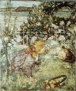Mädchen in einem Obstgarten von Edward Atkinson Hornel